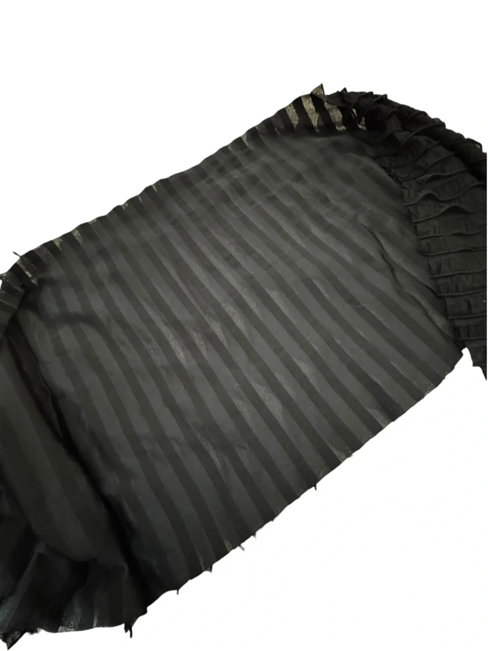 CHRISTOPHER & BANKS Textured Ruffle Scarf 11” x 72” Black EUC